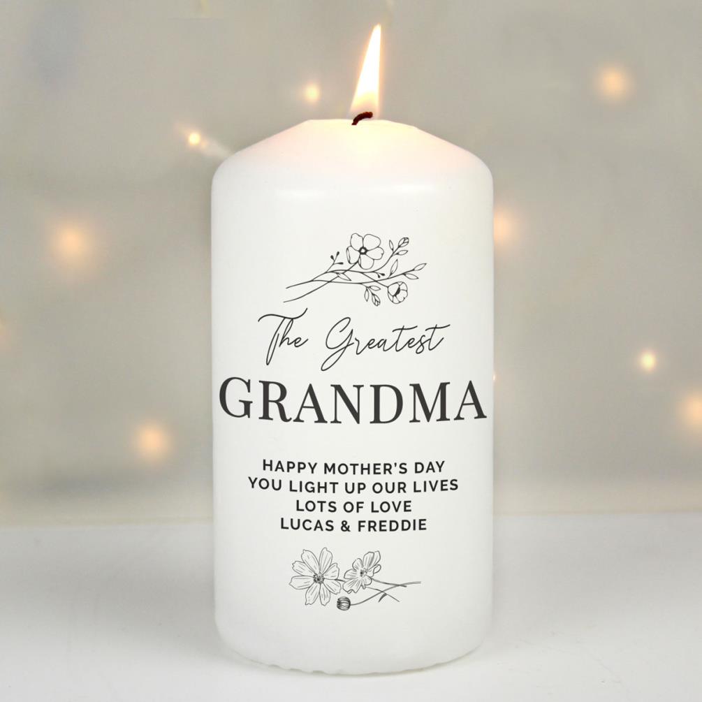 Personalised Floral Pillar Candle Extra Image 3